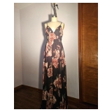 Black Rose Print Windsor Dress - front