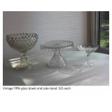 Vintage Tiffin Glass bowls and cake plate $25 each