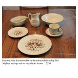 Stoneware Harker Farmhouse Friendship Bird 10 place settings and serving dishes $150