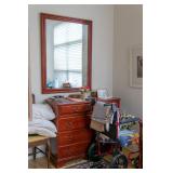 Queen Anne Cherry 5 Drawer Bureau with Matching Mirror