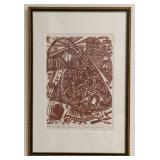 Jozef Domjan Angel Woodcut Print