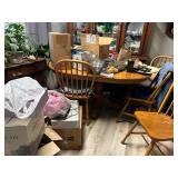 Oak table w leaf and 4 oak chairs