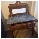 Table w marble top & side towel bar c