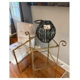 Velvet & Gold Chair Set & Gold Tier Shelf