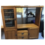 Solid oak cabinet. Two drawers, two solid doors and one glass door