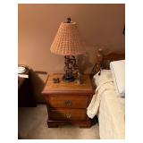bedroom night stand solid wood and rooster lamp