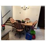 kitchen table with leaf and 4 swivel chairs on rollers