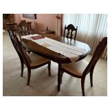 dining room table with 2 leaves and 4 chairs solid wood
