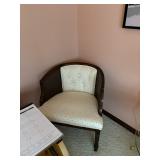 rattan and wood side chair