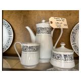 Coventry Laurent coffee pot, creamer and sugar with cover