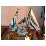vintage electric lighted ship clock - works