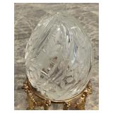 “Fabergé-style etched crystal egg with decorative gilt stand, model no. 6009. Late 20th century coll