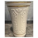 Lenox Ivory Porcelain Vase 24K Gold Trim Embossed Classic Large