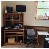 Desk and printer and chair