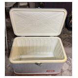 Vintage Retro Red and Silver Aluminum Thermos Cooler with Turn-Style Latch. Barely ever used, $75