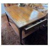 PAIR of Heritage End Tables with shelf and drawer, $500