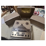 Vintage 1960s Reel to Reel Tape Recorder with Speakers. Tape Deck and Speakers close into 2 cases.