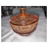 Vintage Westmoreland Glass Princess Feather Footed Dish/Bowl with Lid.$55