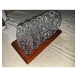 Vintage Anchor Hocking Early American Prescut Coaster Set of 6, Wooden Rack $23