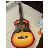 Red Sunburst Acustic Guitar Kay Brand Model K-345 with Guitar Case. Reinforced Steel Neck-Korea.$250