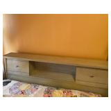 5pc set Gray Woodgrain Double Bed Bookcase headboard With Matching Bedframe, 