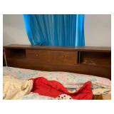 4pc Dark Wood King Bed Set, Bookcase Headboard And Bedframe