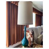 2 1960s Vintage Danish Modern Lamps, BlueGreen Ceramic Base. Pair $1300