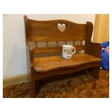 Vintage Solid Wood Heart/Cut Doll Bench/Plant Stand, Cottagecore/Farmhouse Display. $70