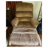 Overstuffed Soft Velour Gray/Tan Recliner. $135