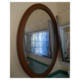 Oval mirror w Wooden Frame. $90