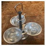 Vintage MCM Alum. 3 Bowl Condiment/Candy/Nut Dishes w Spoons on Rotating Carousel.$17