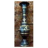 Bhimonee Brass Dec Flower Vase.Vintage.8" Black Gold Flowers Leaves.$60 or pair