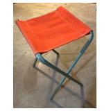 Vintage Portable FoldingFishing/Camping Stool. Green Metal/Orange Canvas.$17