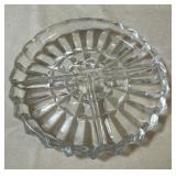Vintage Glass 3 Divided Relish Bowl, Scalloped Edges. Diamond Center.$17