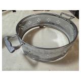 Vintage Silverplated Casserole Dish Holder w Handles and Feet, Pierced and Engraved.$9