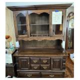Walnut China Cabinet & Hutch; H=77.5 "; W=55.5"; D=19"; 2 Pieces; $400