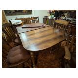 Walnut Dining Table with top pad and  2 additional leaves and 6 chairs (2 with arms). $1500 as a Set