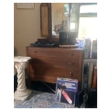 Records, turntable, speakers, antique decor