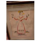 vintage John Franklin "French Provincial" hand-colored print