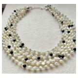 Jay King Sterling Silver & Mother of Pearl Faceted Multi Stand Beaded Necklace
