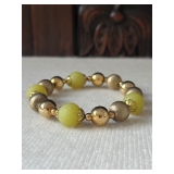 Veronese Gold over 925 Silver Beads & Pale Green Beads  with strong magnetic clasp