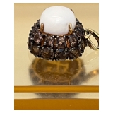 Carlo Viani White Agate/Smoke Quartz Pendent 925/Vermeil