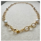 Veronese 18K Gold Plate over Sterling Silver and Pearl Necklace 