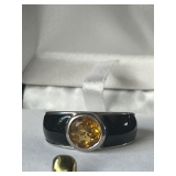 Citrine, 925 Silver, Enamel Ring