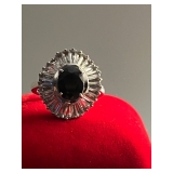 Sterling Silver and Black Gemstone Ring