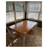 Honey Stained & White Kitchen Table with 4 chairs