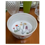 Vintage Louis Lourioux Wild Flower Porcelain Souffle Dish made in France