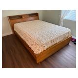 Vintage pecan full-size bedroom suite, including full-size bed (some damage on lower left headboard)