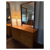 Matching pecan beautiful dresser with tall mirror
