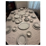 53 pieces of Harmony House Platinum Garland Fine China.